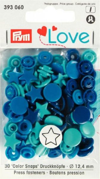 Druckknopf Color, Prym Love, Stern, 12,4mm, blau/türkis/tinte 