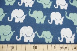 Elefanten blau/grün -Jacquard-